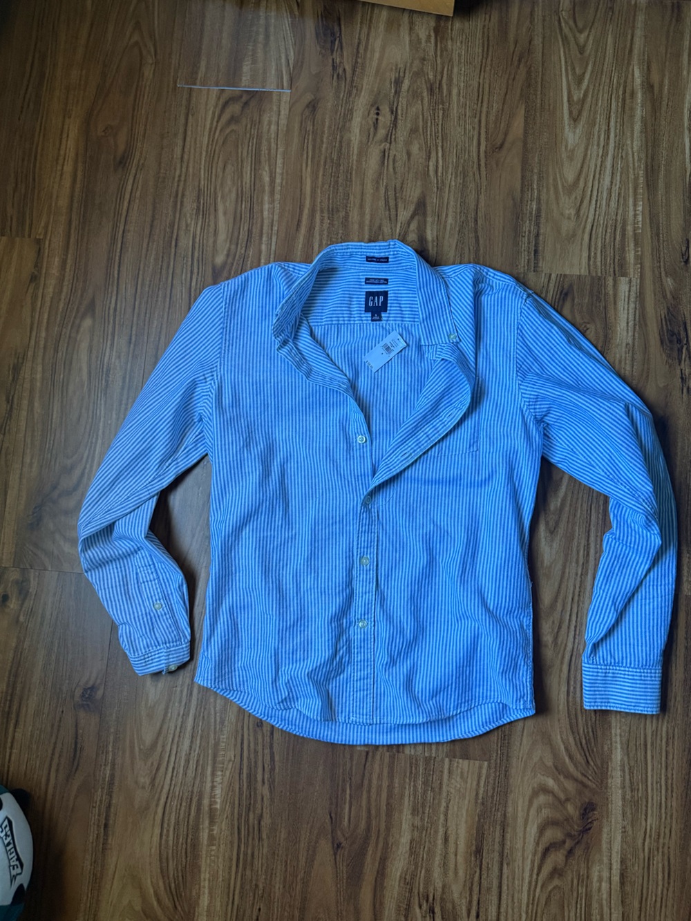 GAP Light Blue & White Striped Men's Button-Down Shirt